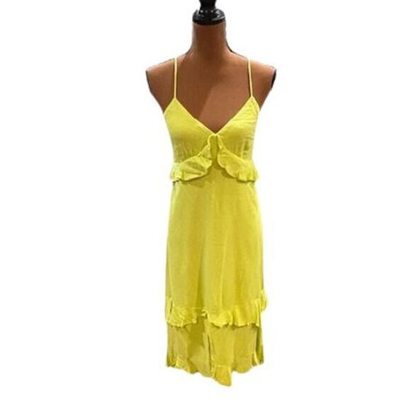 Lulus “Island Time” Lime Green Ruffled Sleeveless Midi Dress – Size Medium - Picture 2 of 9